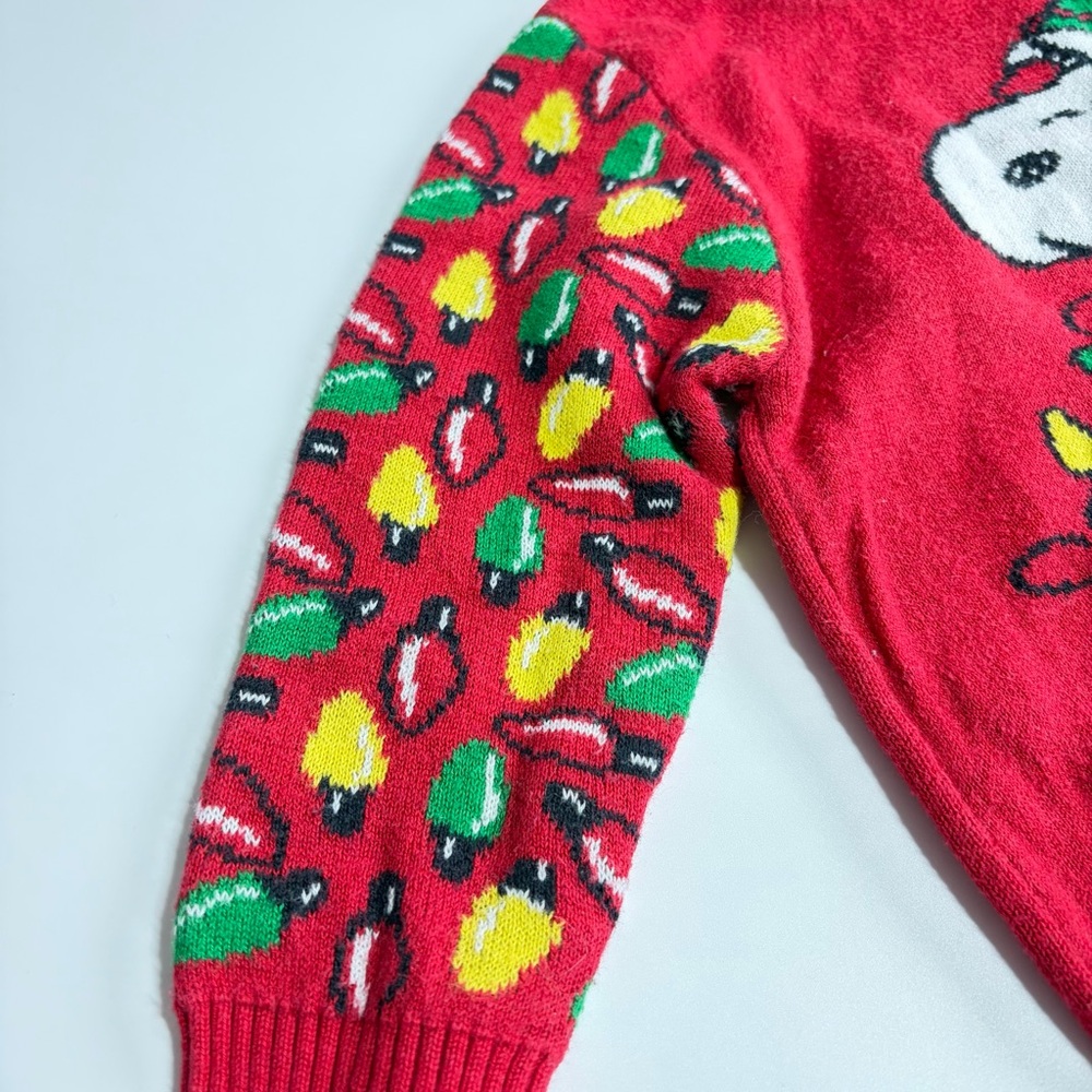 Peanuts Snoopy Baby Christmas Sweater Size 6-9 Months Red Holiday Lights Knit - Picture 3 of 7